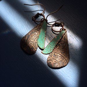 Metal embossed earrings